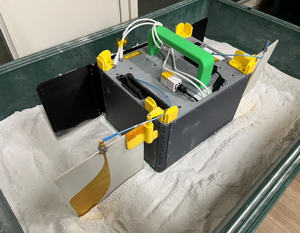 LDA-related test hardware with regolith simulant. From the May 2026 SX site presentation. © The University of Tokyo